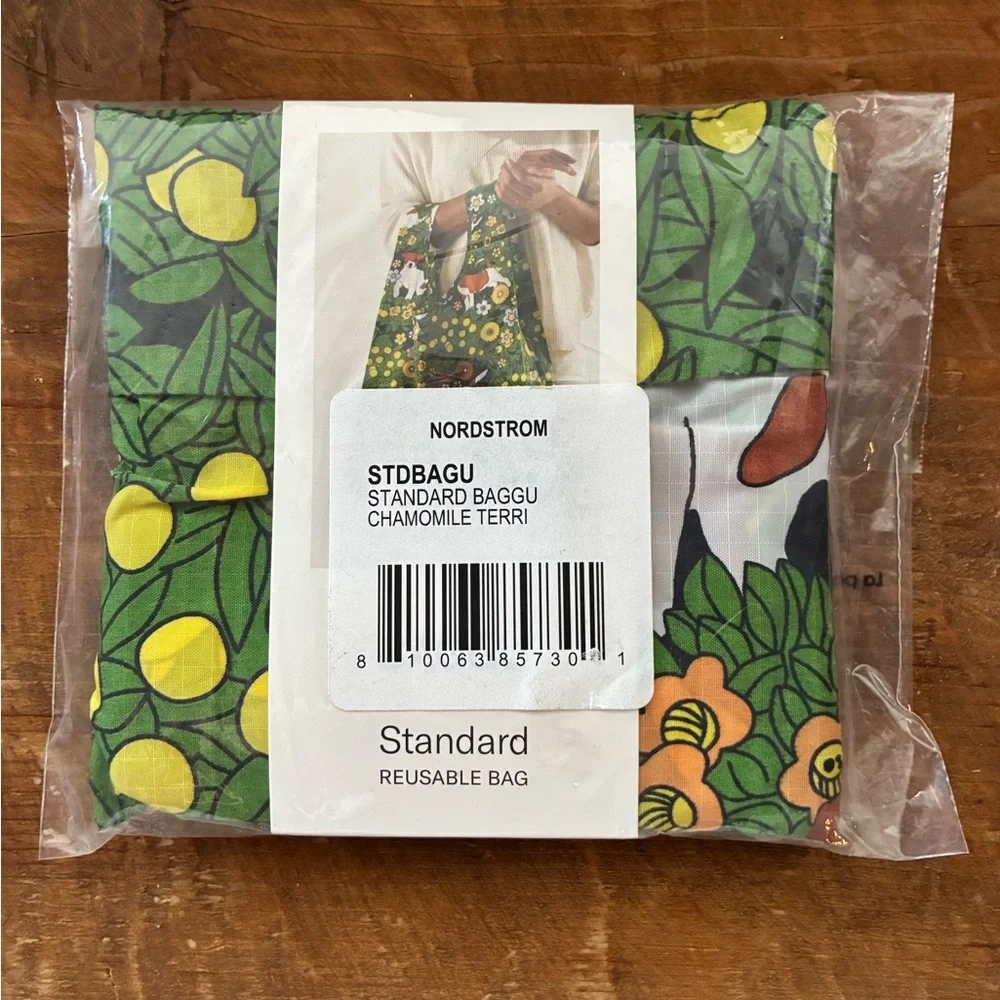 BAGGU STANDARD REUSABLE TOTE BAG IN CHAMOMILE TERRIER - Picture 2 of 3